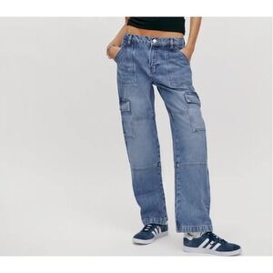 Reformation Mckenna Mid Rise Slouch Cargo Jeans Women Actual 32x30 (Tag 29) $148